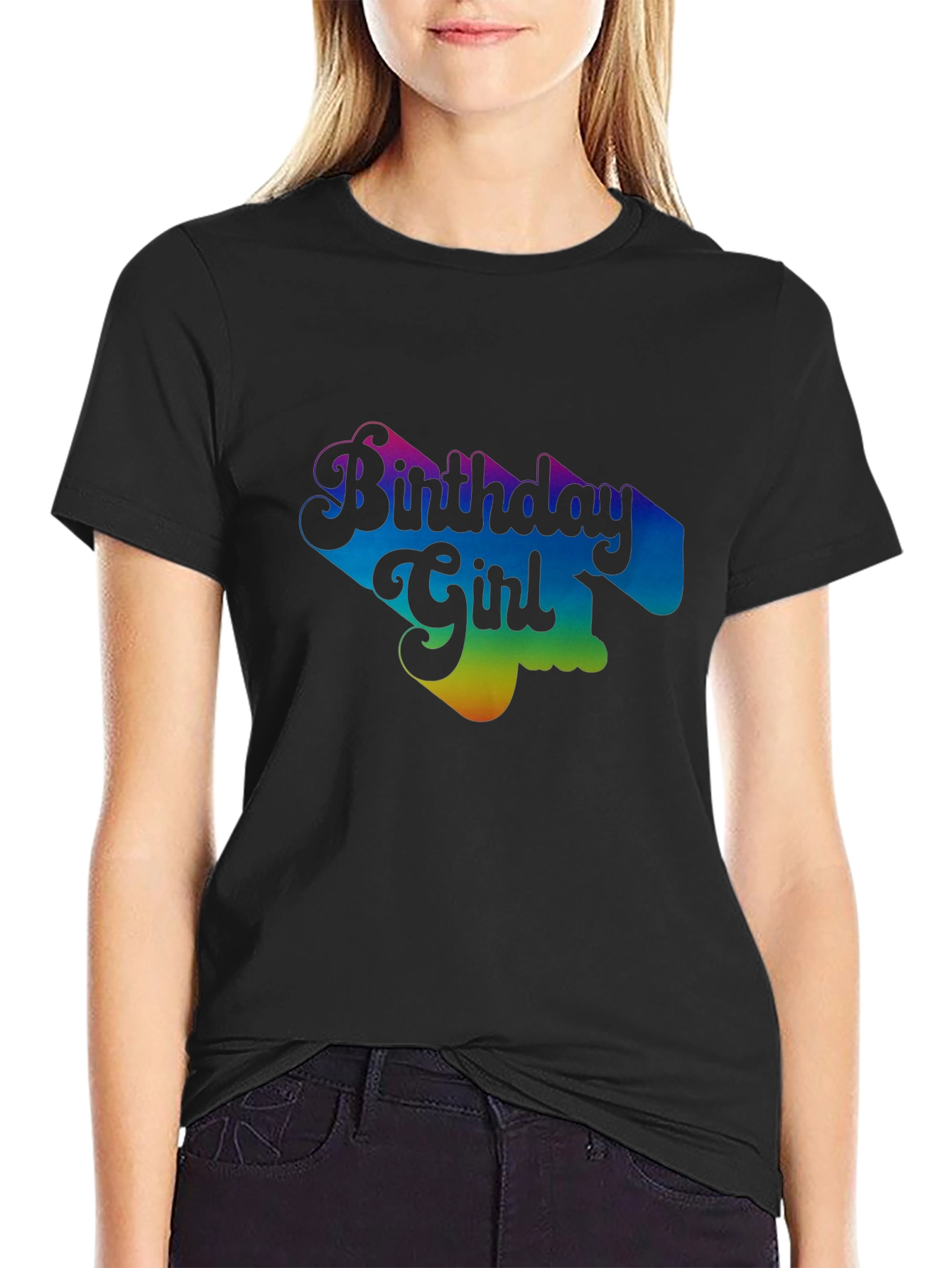 Birthday Girl Rainbow Graphic T-Shirt