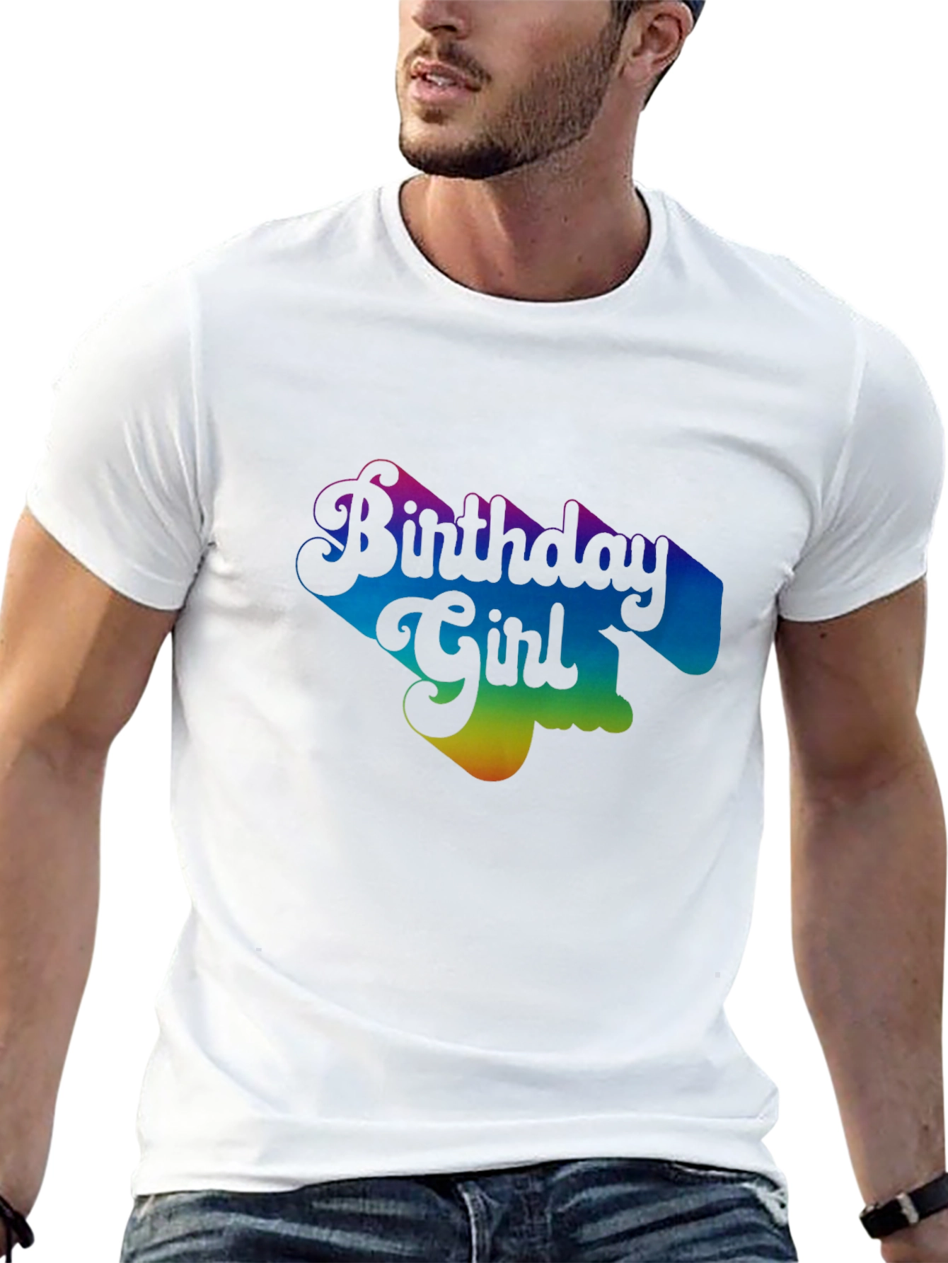 Birthday Girl Rainbow Graphic T-Shirt