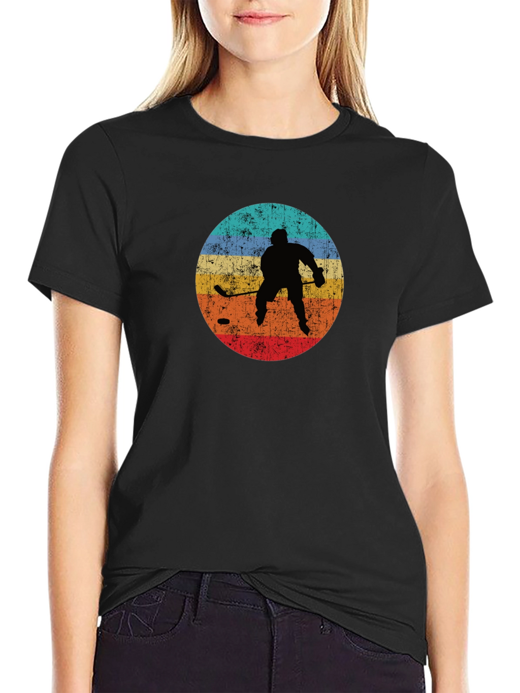 Retro Hockey Player Graphic T-Shirt