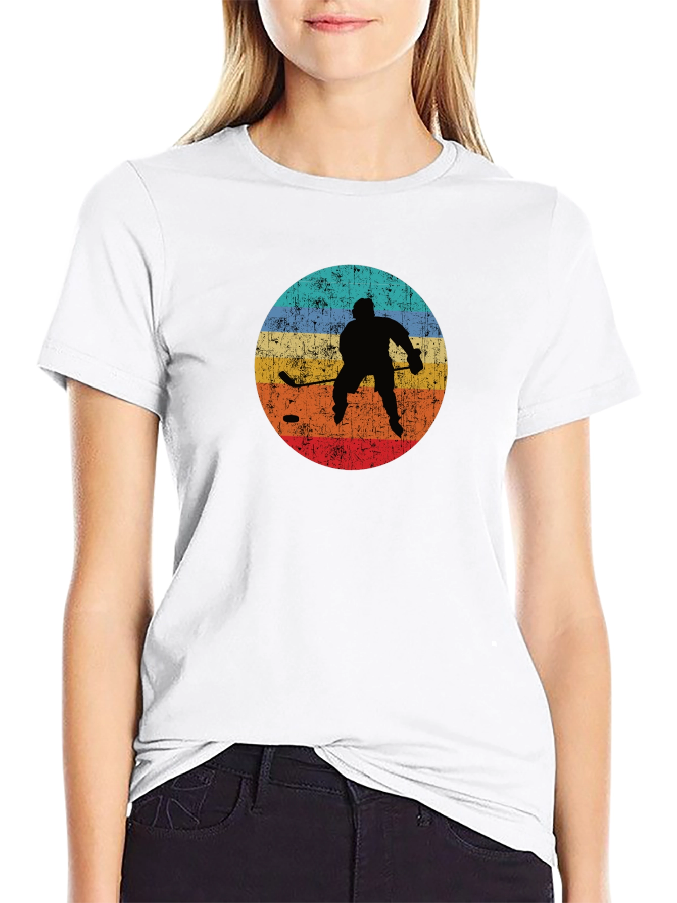 Retro Hockey Player Graphic T-Shirt