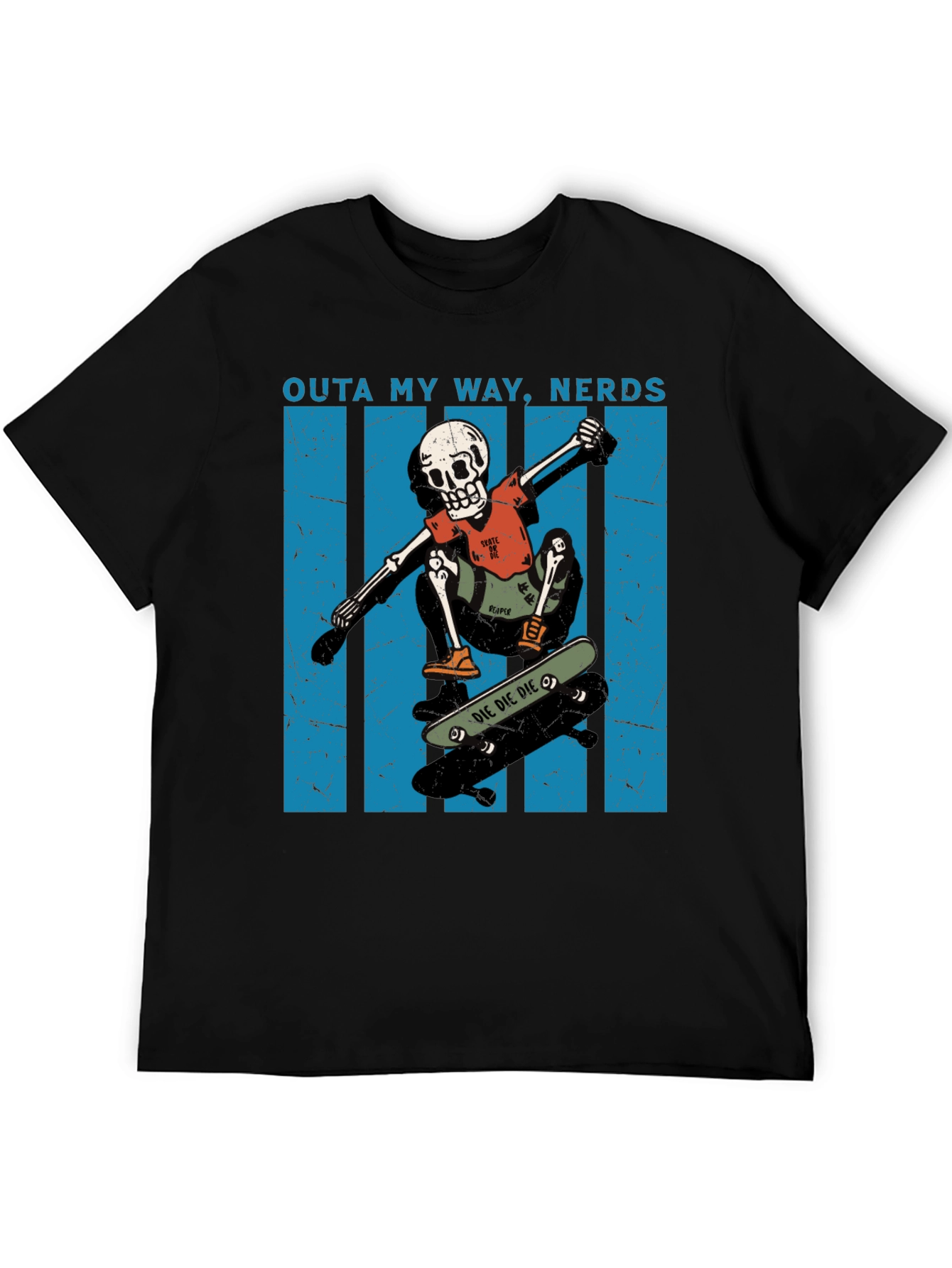 Skateboarding Skeleton T-Shirt - Outta My Way Nerds!