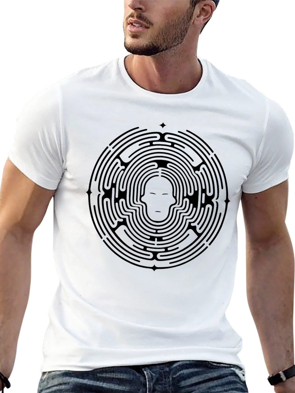 Labyrinth Face Graphic Tee - Stylish Black T-Shirt