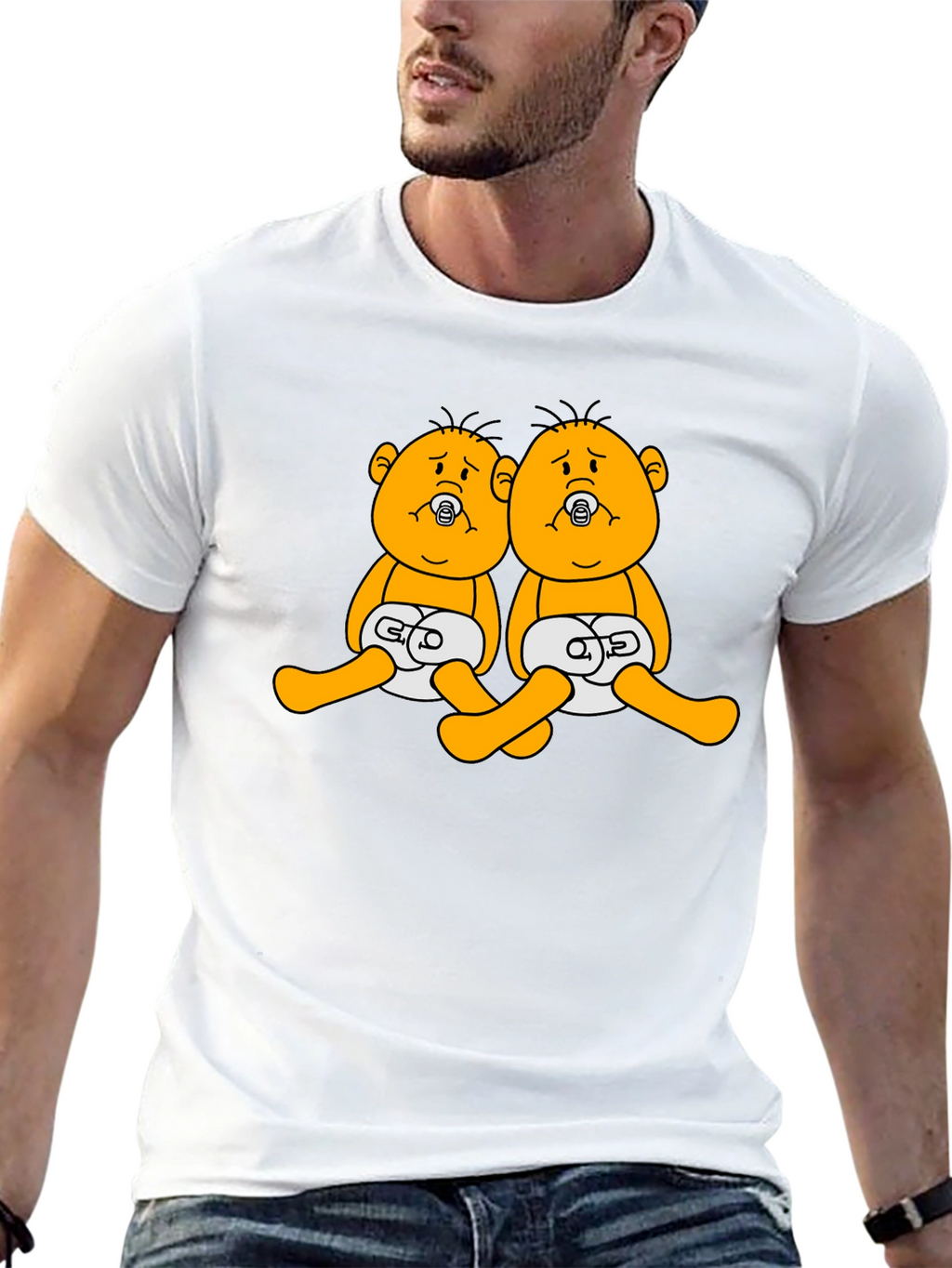 Funny Twins Cartoon Black T-Shirt