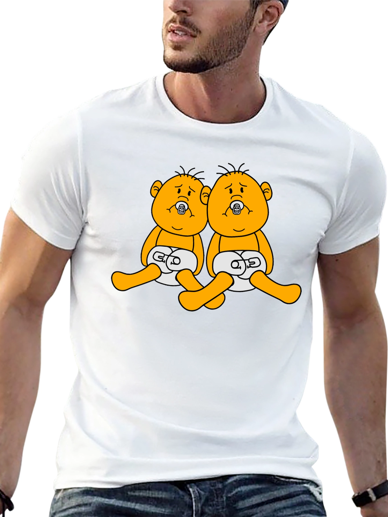 Funny Twins Cartoon Black T-Shirt