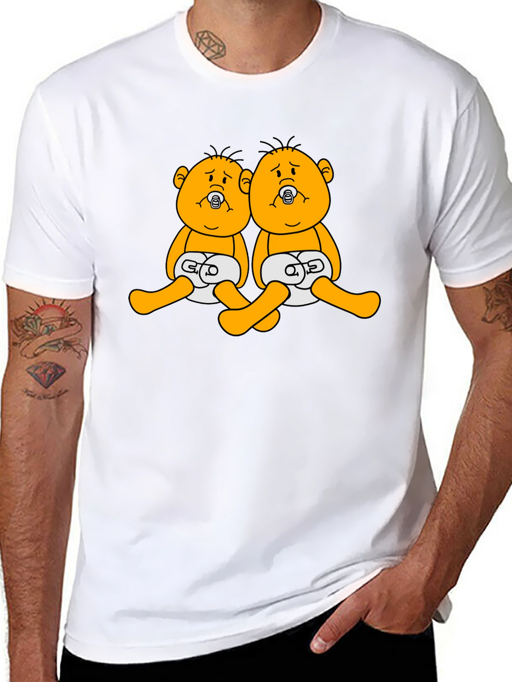 Funny Twins Cartoon Black T-Shirt