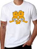 Funny Twins Cartoon Black T-Shirt