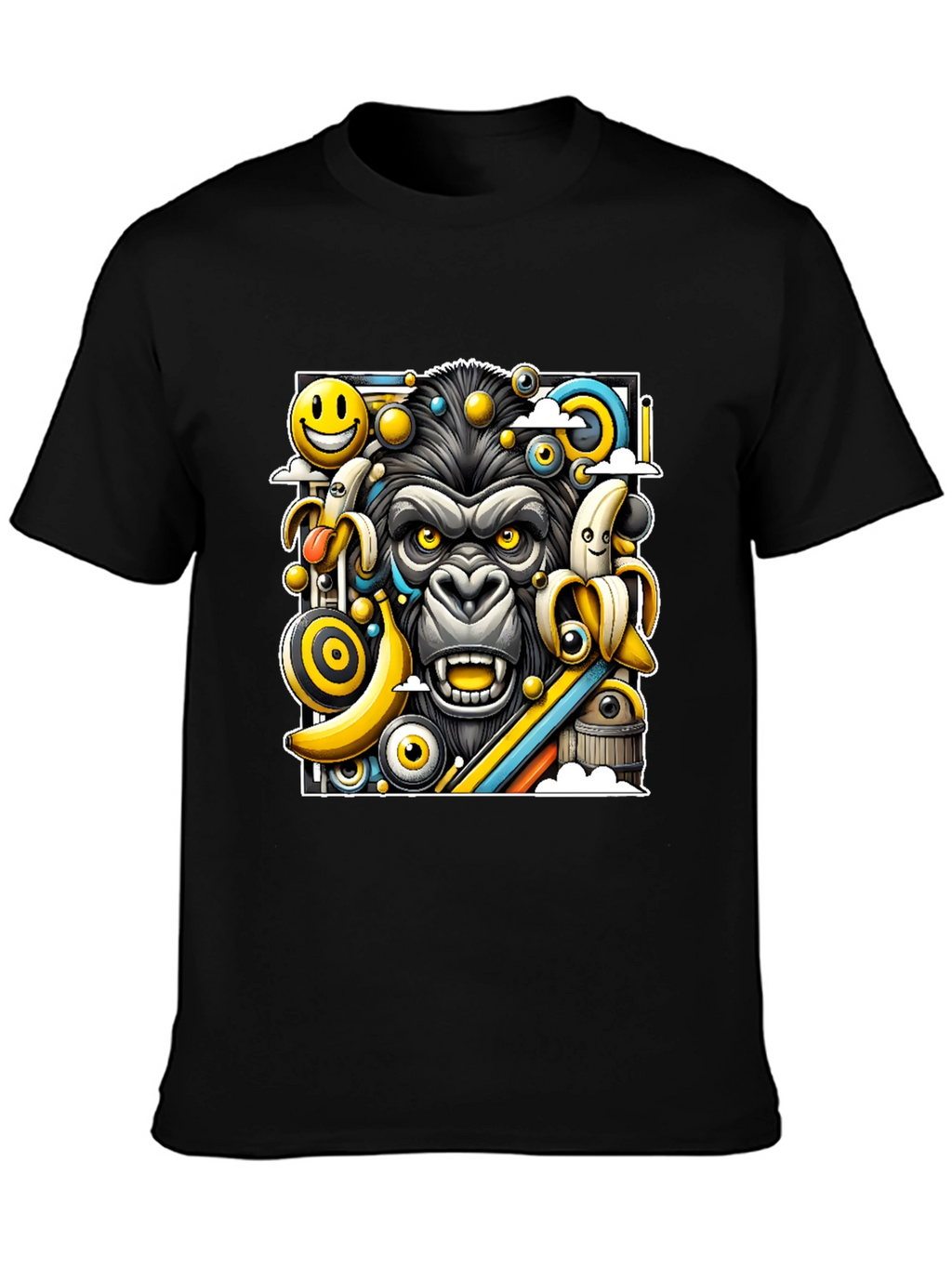 Funky Gorilla Graphic Tee - Black Cotton T-Shirt