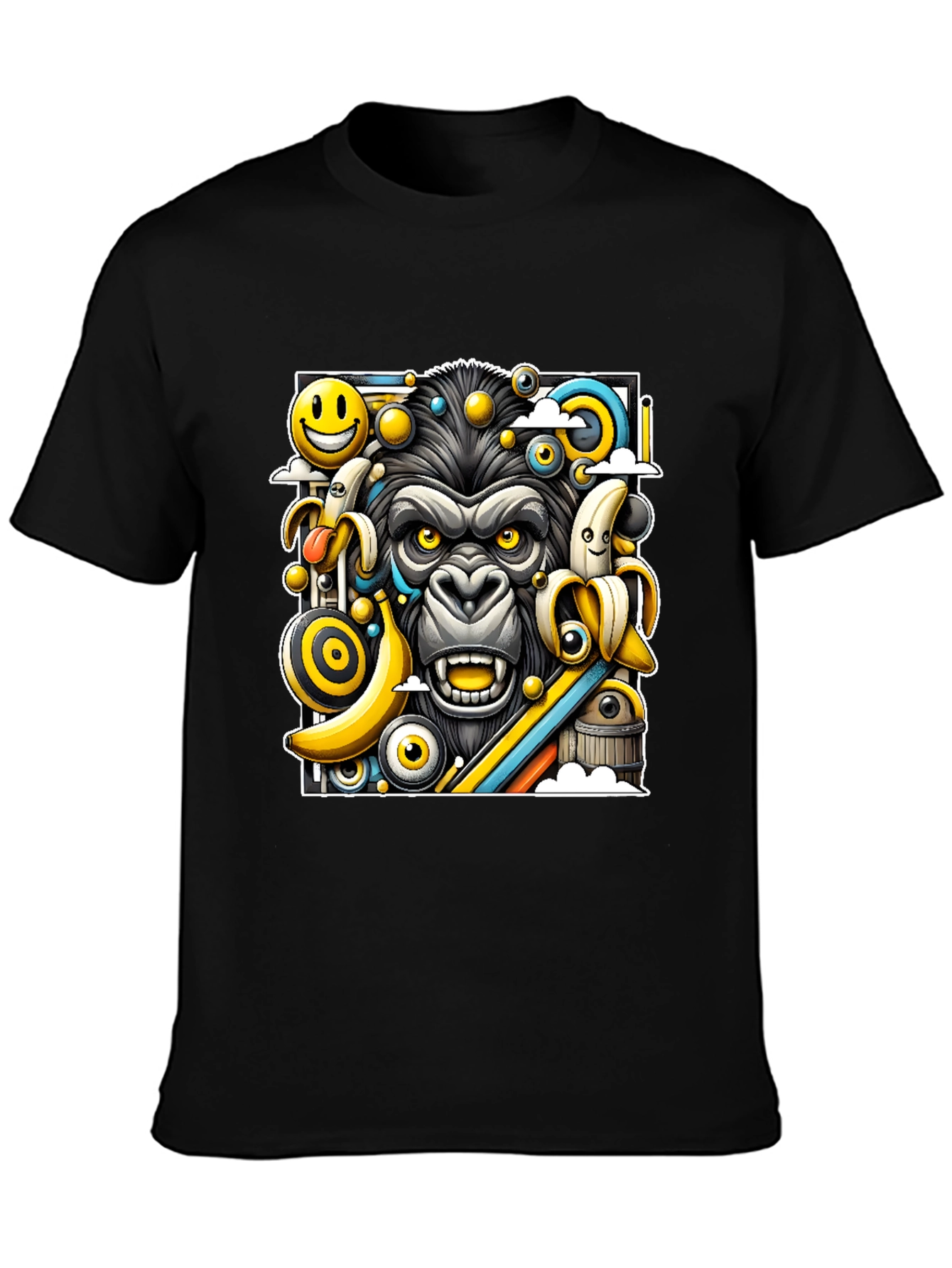 Funky Gorilla Graphic Tee - Black Cotton T-Shirt
