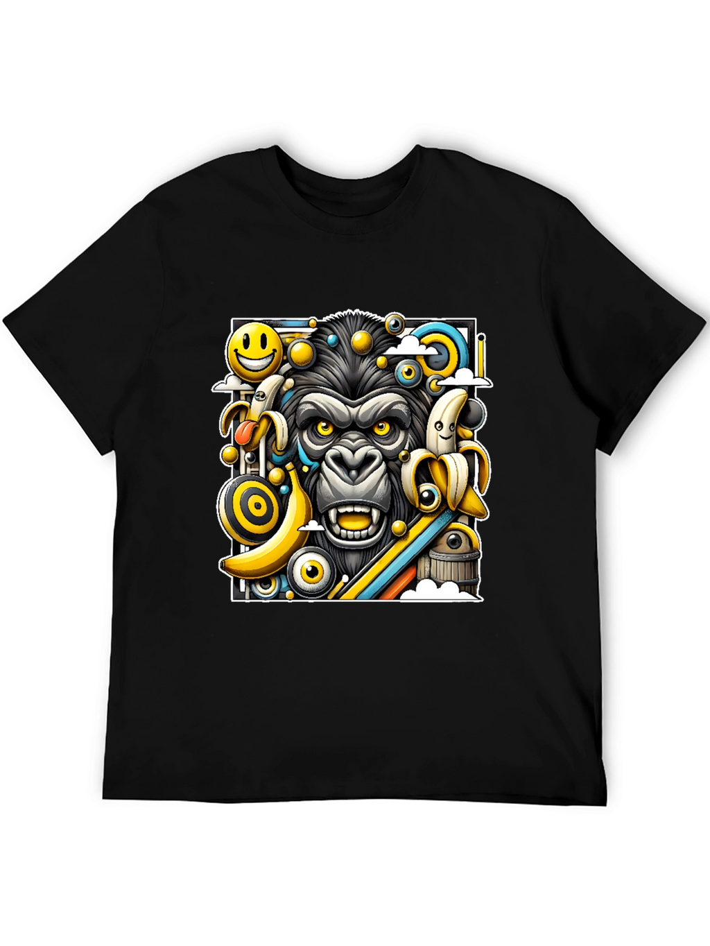 Funky Gorilla Graphic Tee - Black Cotton T-Shirt