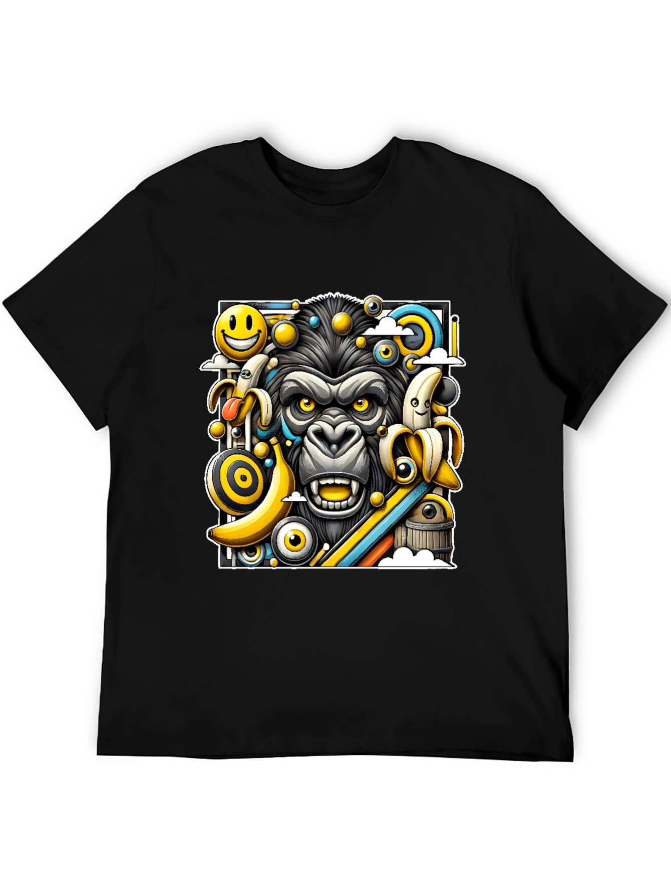 Funky Gorilla Graphic Tee - Black Cotton T-Shirt