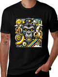 Funky Gorilla Graphic Tee - Black Cotton T-Shirt