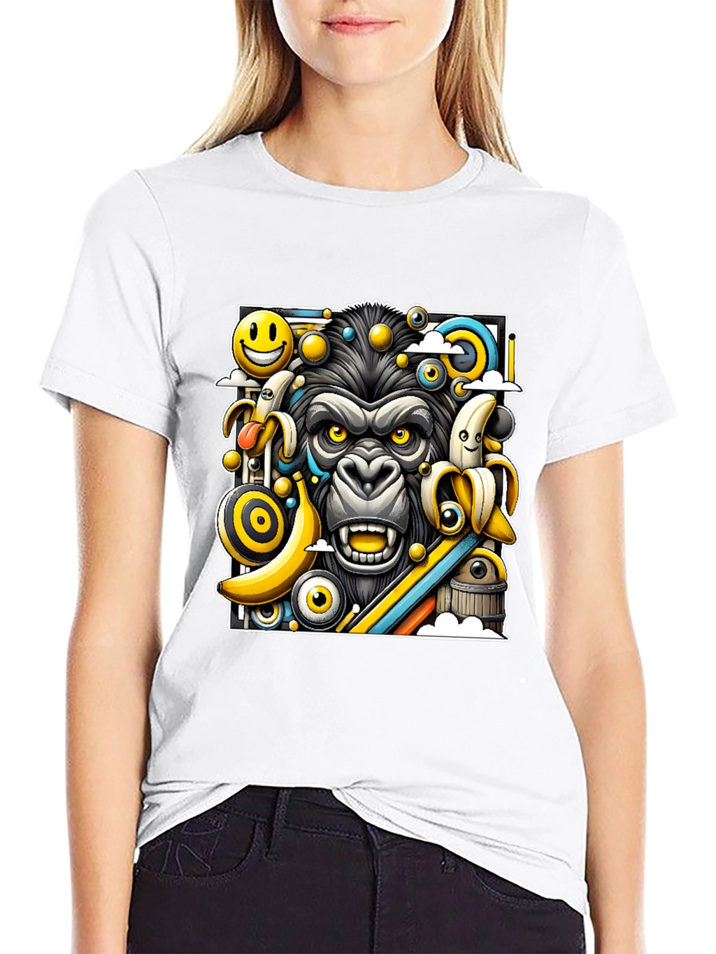 Funky Gorilla Graphic Tee - Black Cotton T-Shirt