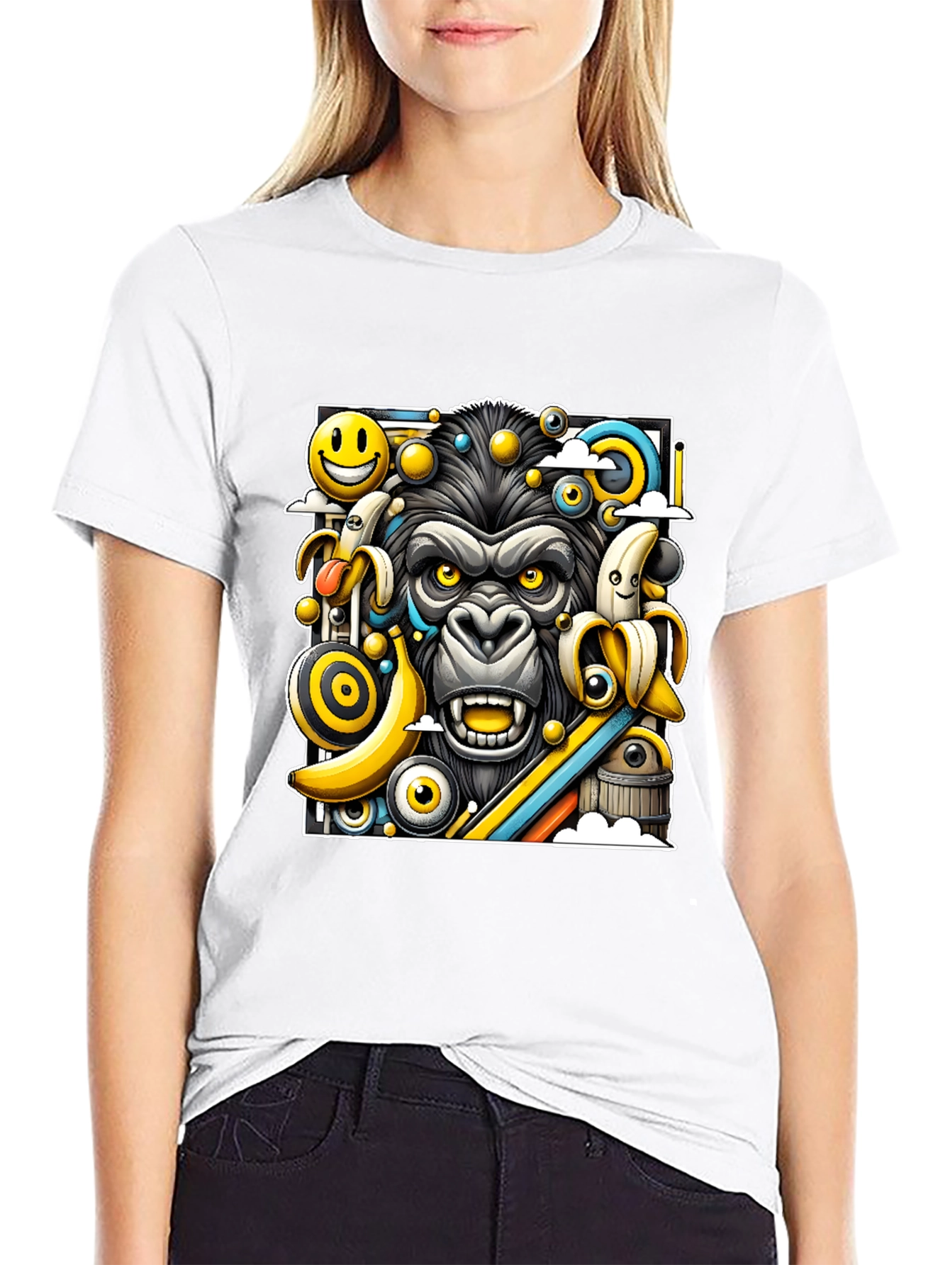 Funky Gorilla Graphic Tee - Black Cotton T-Shirt