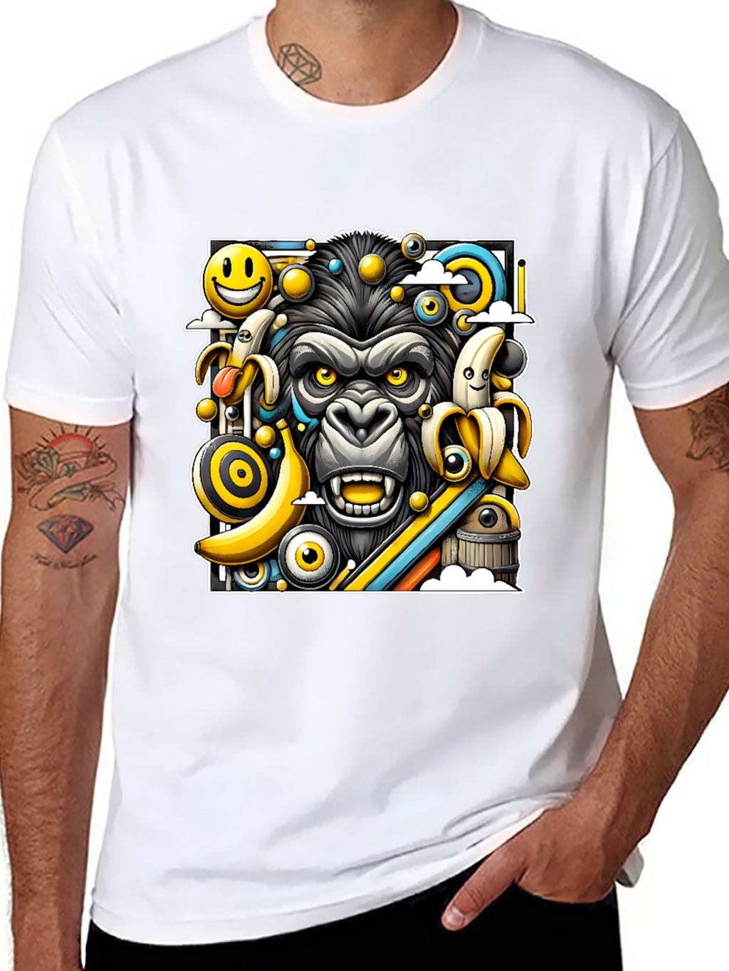 Funky Gorilla Graphic Tee - Black Cotton T-Shirt