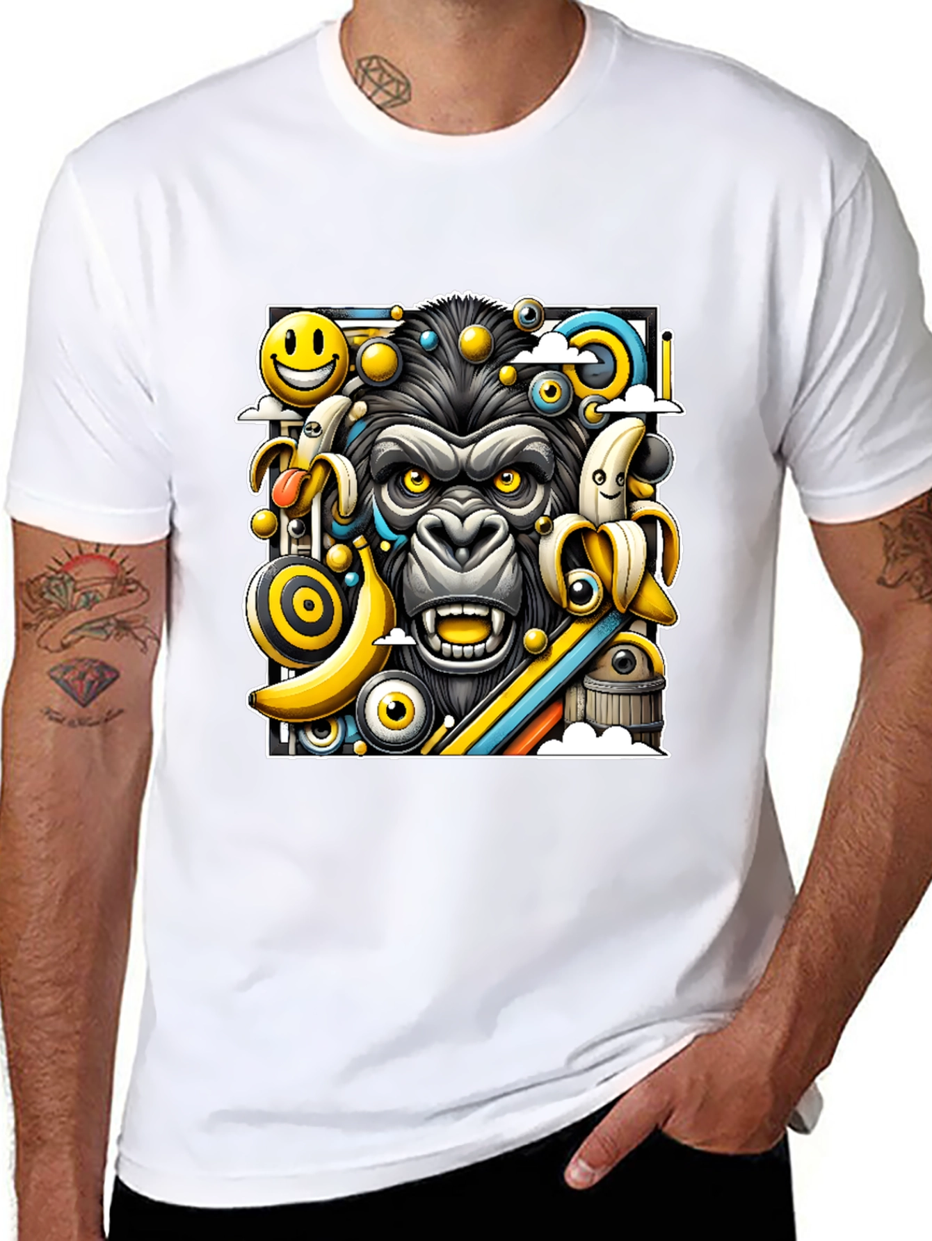 Funky Gorilla Graphic Tee - Black Cotton T-Shirt