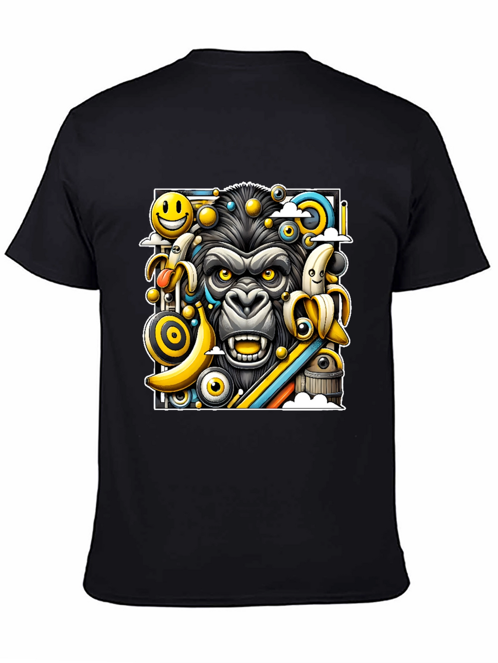 Funky Gorilla Graphic Tee - Black Cotton T-Shirt