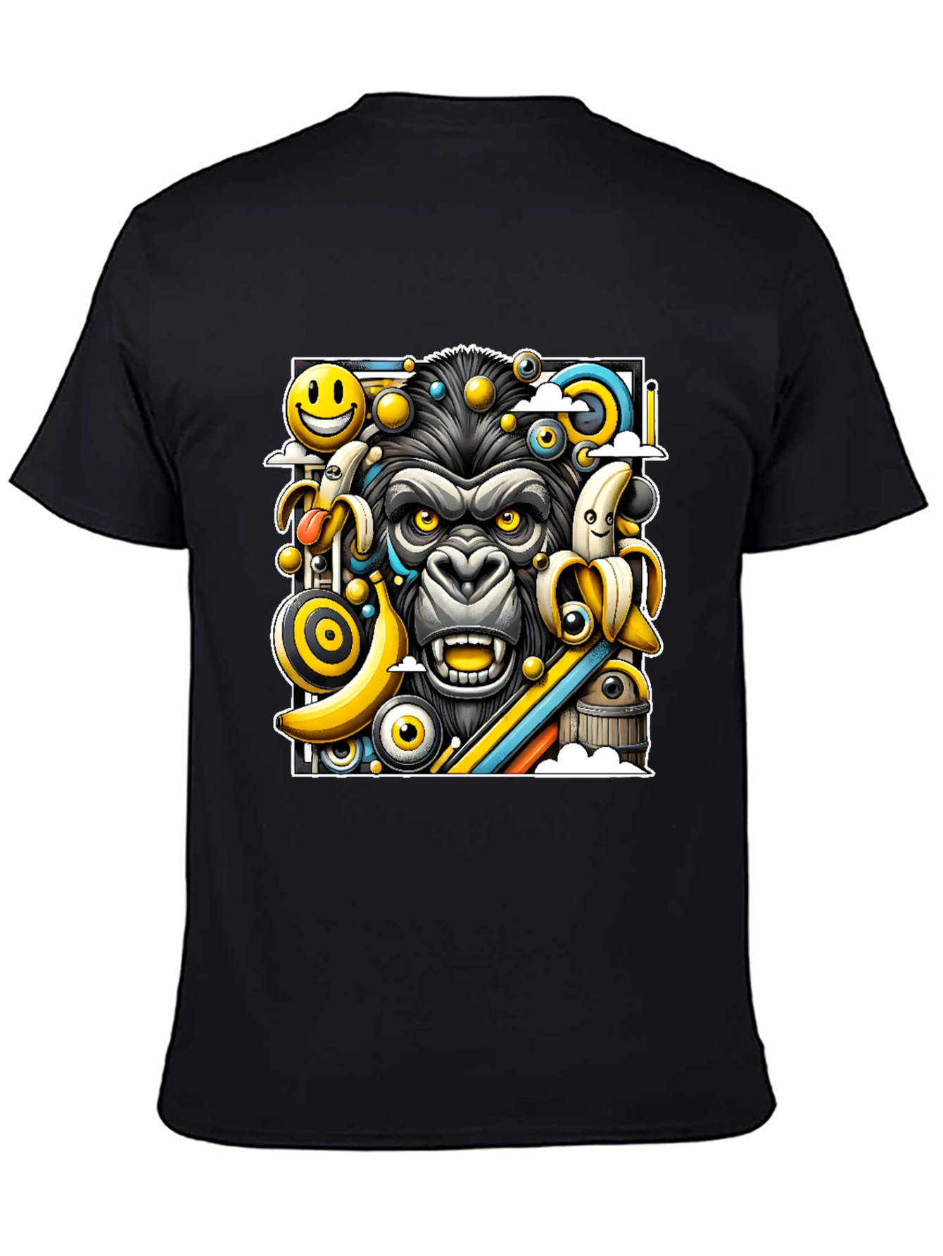 Funky Gorilla Graphic Tee - Black Cotton T-Shirt