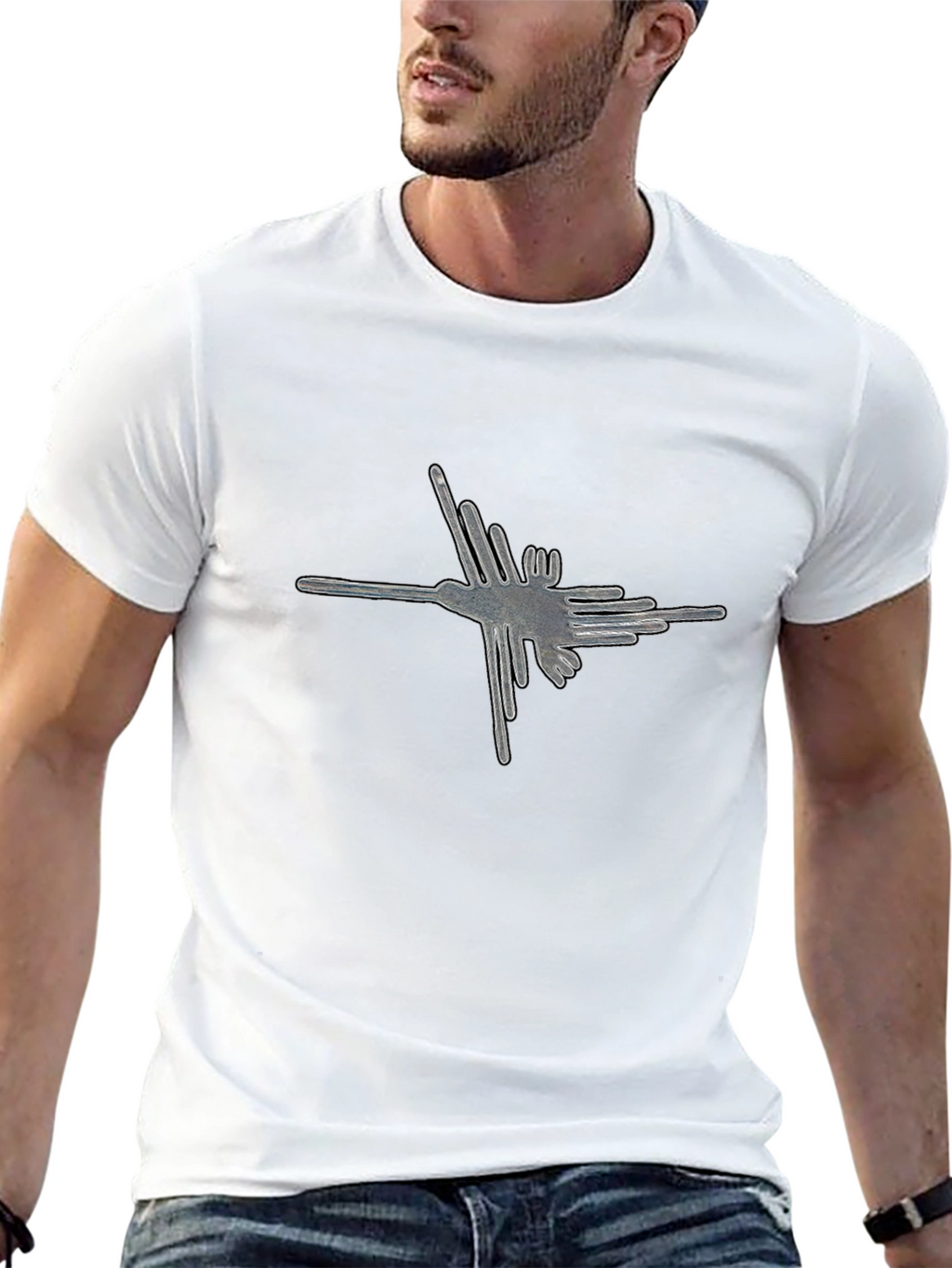 Nazca Lines Hummingbird Tee - Graphic Print Shirt