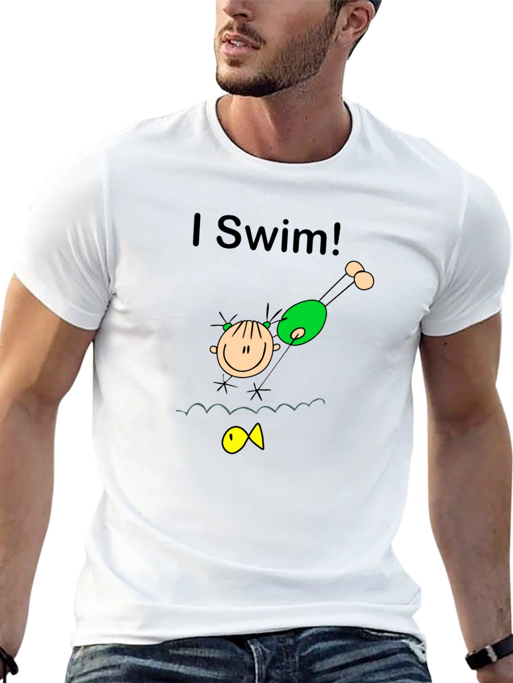I Swim! Black Graphic Tee
