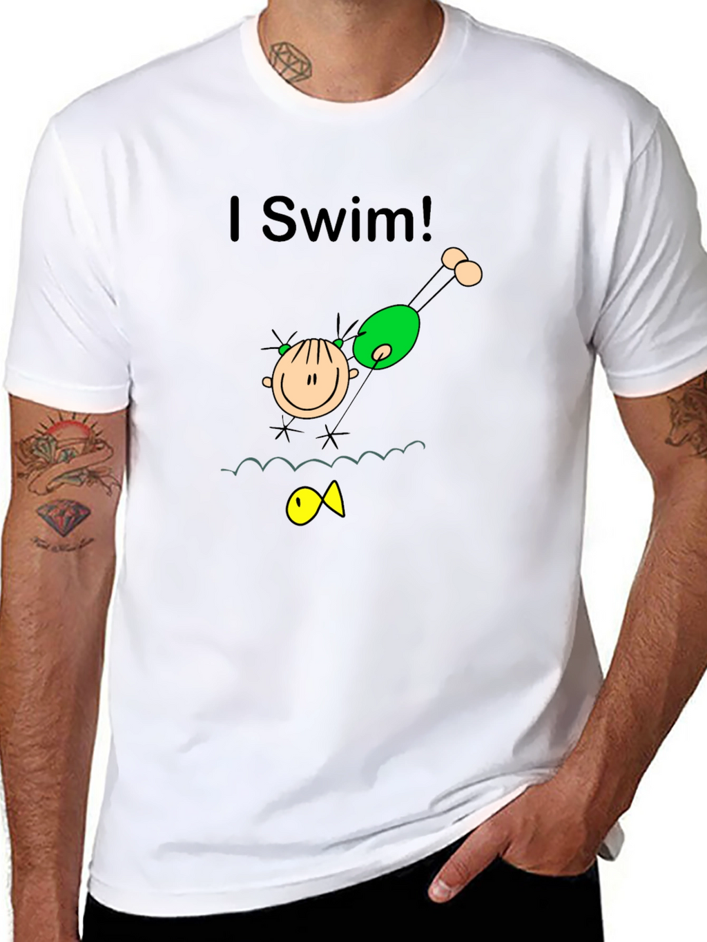 I Swim! Black Graphic Tee