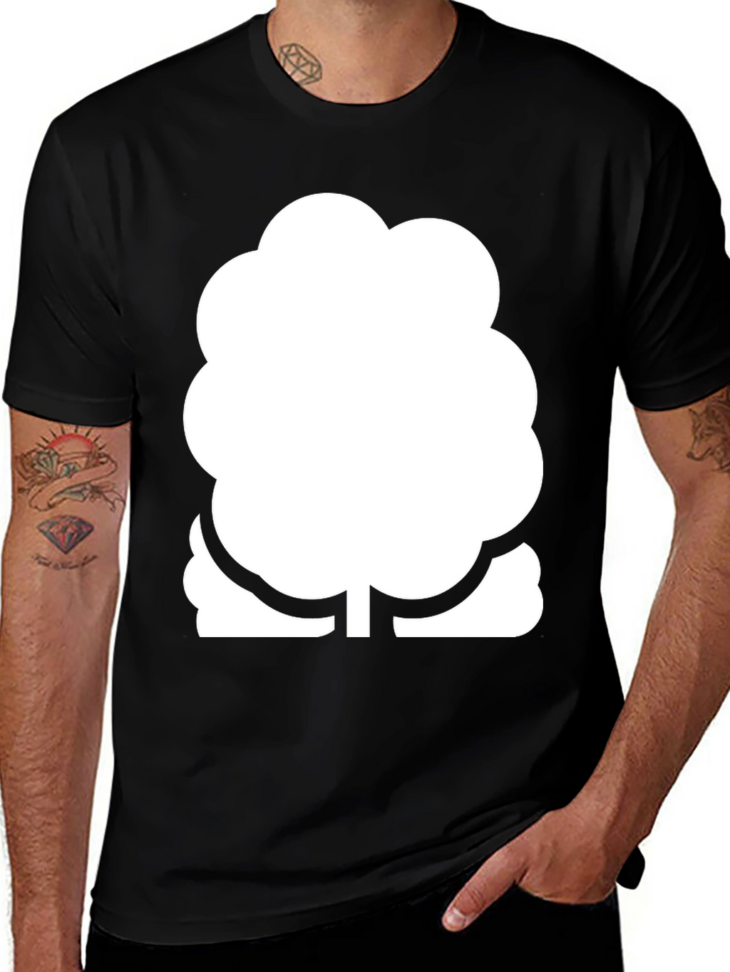 Modern Tree Graphic Black T-Shirt