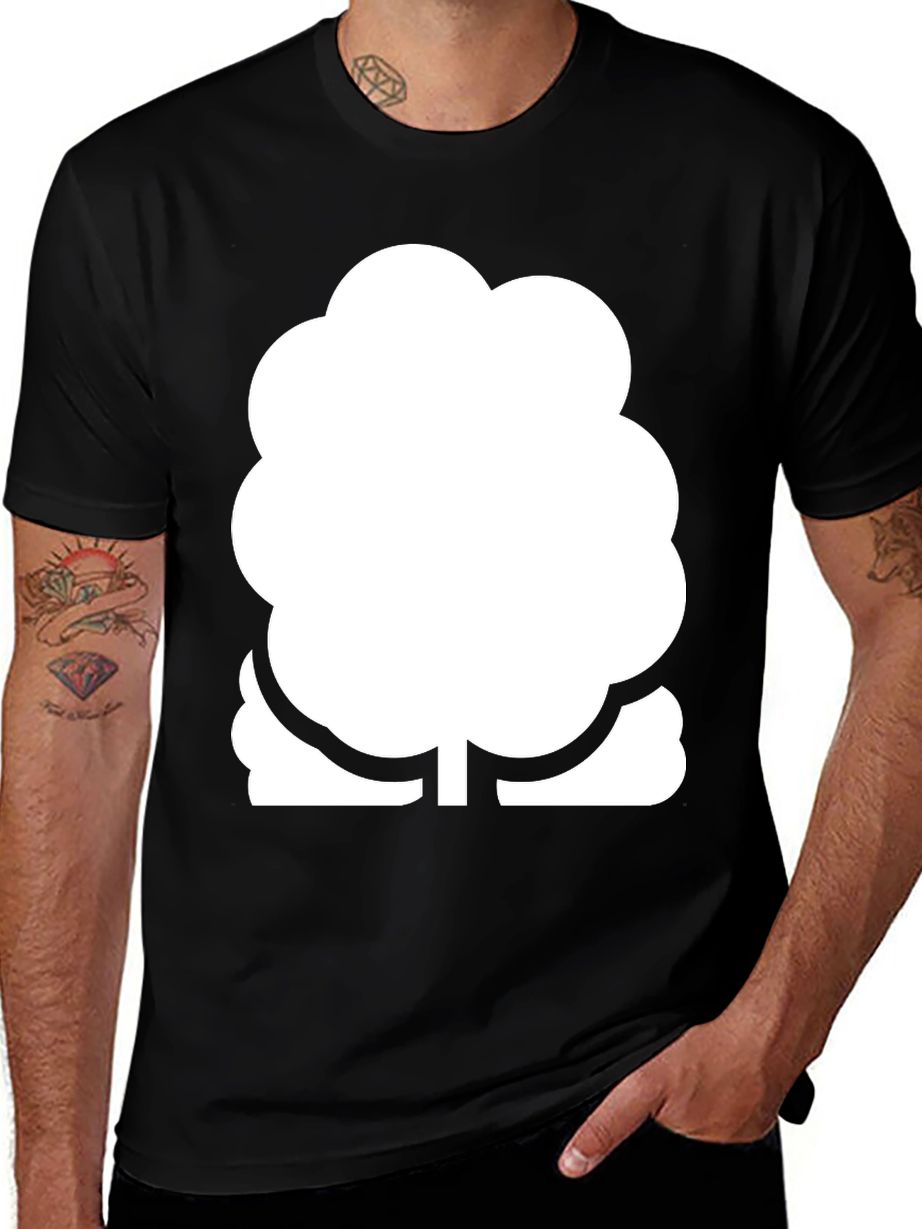 Modern Tree Graphic Black T-Shirt