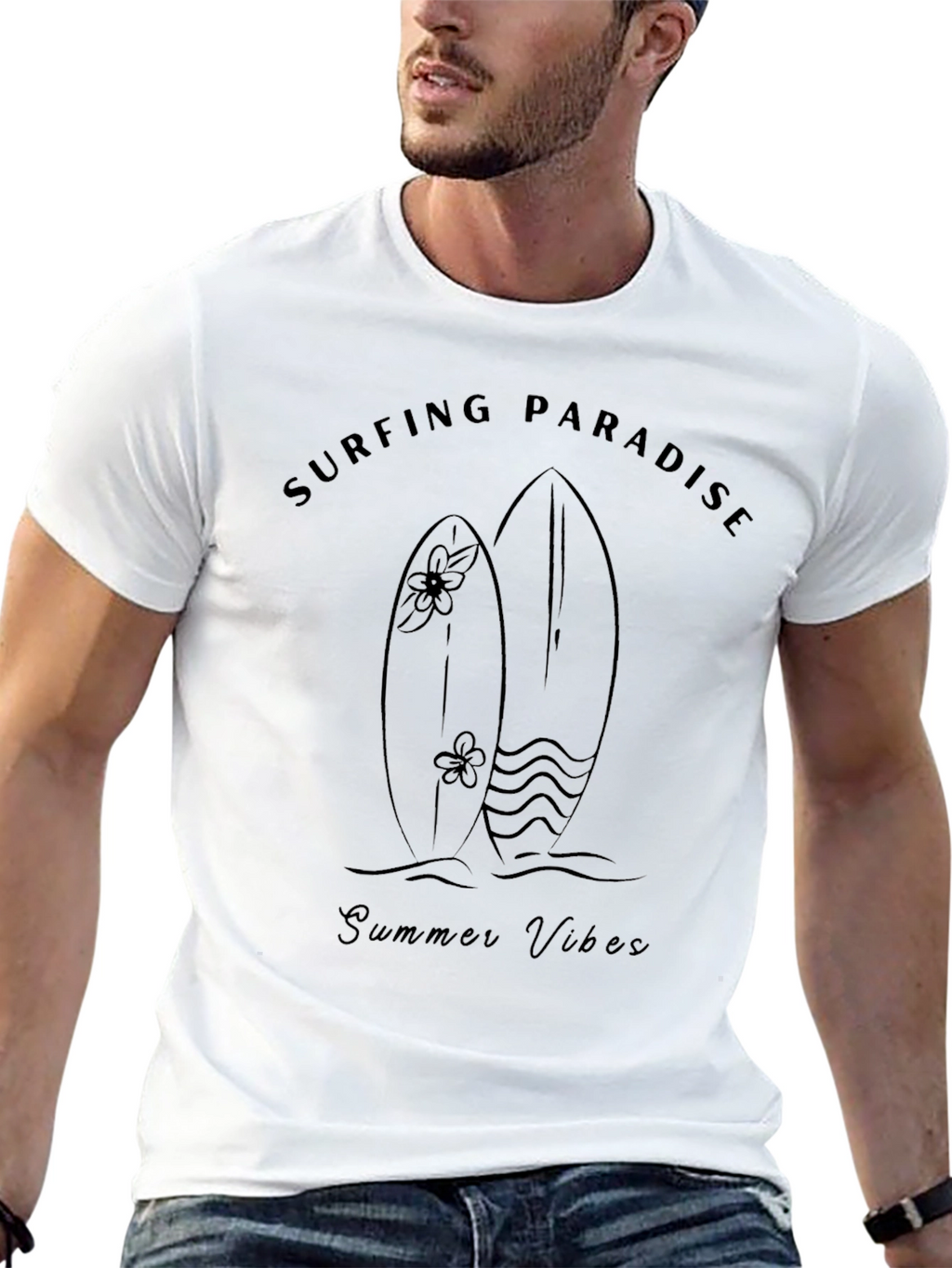 Surfing Paradise Summer Vibes Graphic Tee