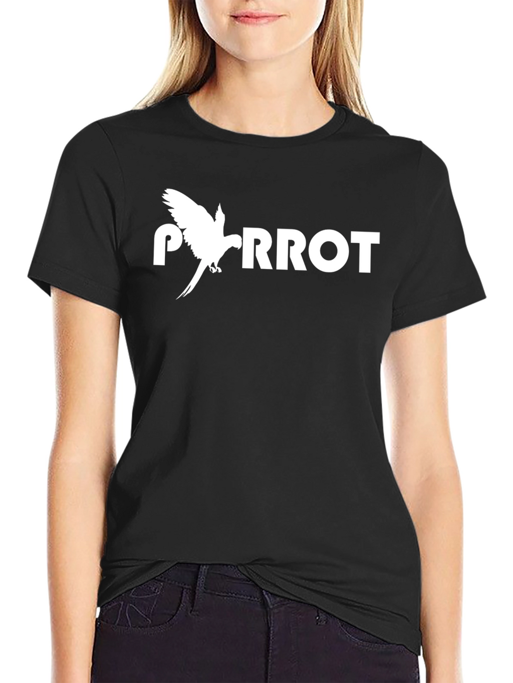 Parrot Graphic Tee - Mens Black Crew Neck T-Shirt
