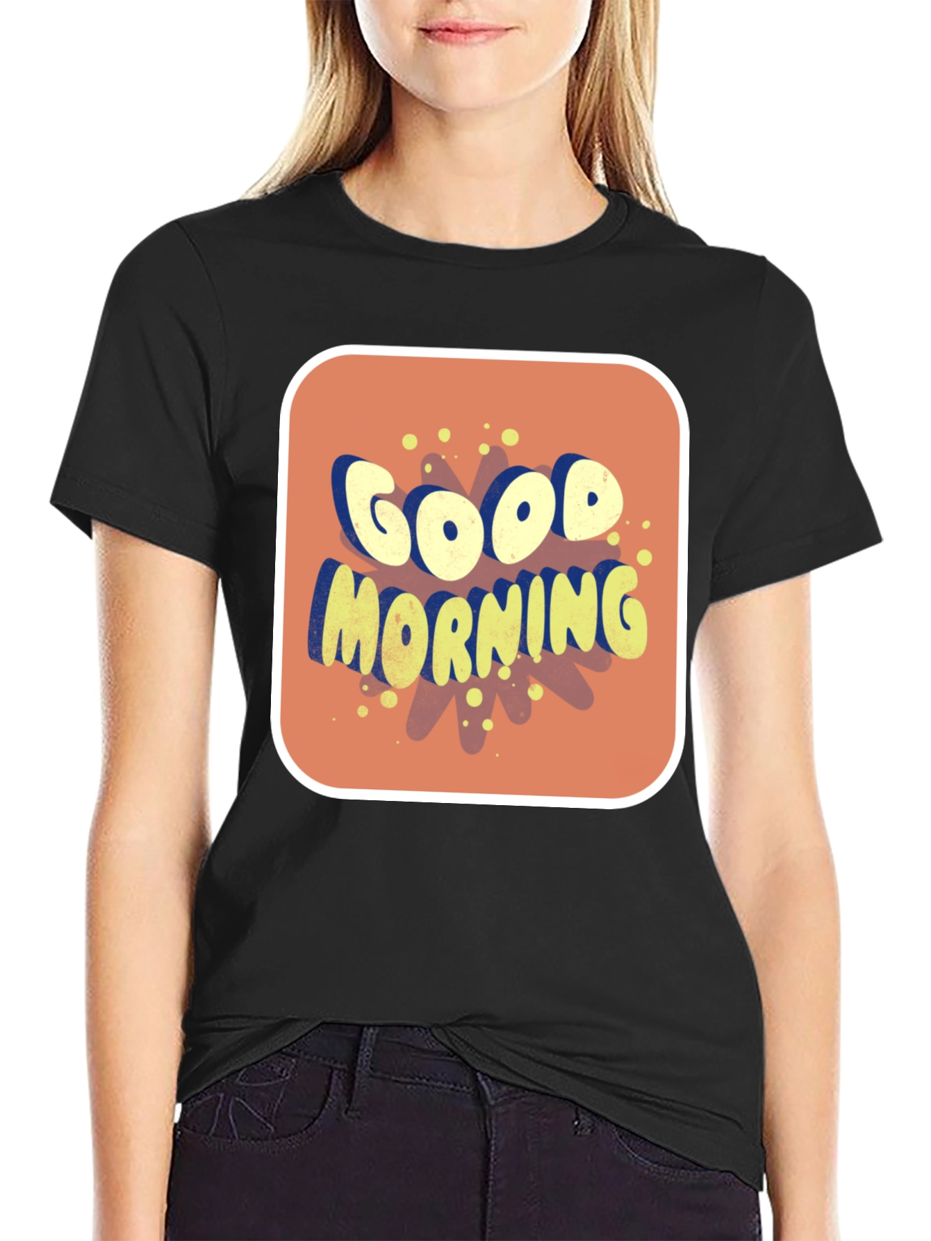 Good Morning Graphic Tee - Black Cotton Blend Shirt