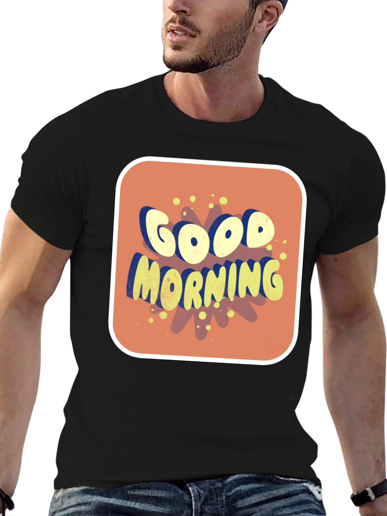Good Morning Graphic Tee - Black Cotton Blend Shirt