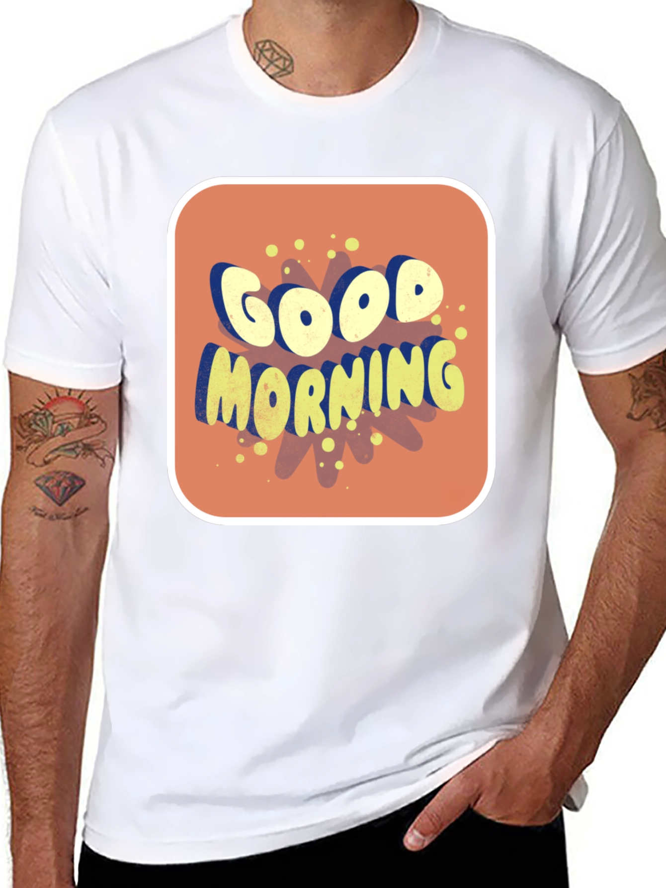 Good Morning Graphic Tee - Black Cotton Blend Shirt