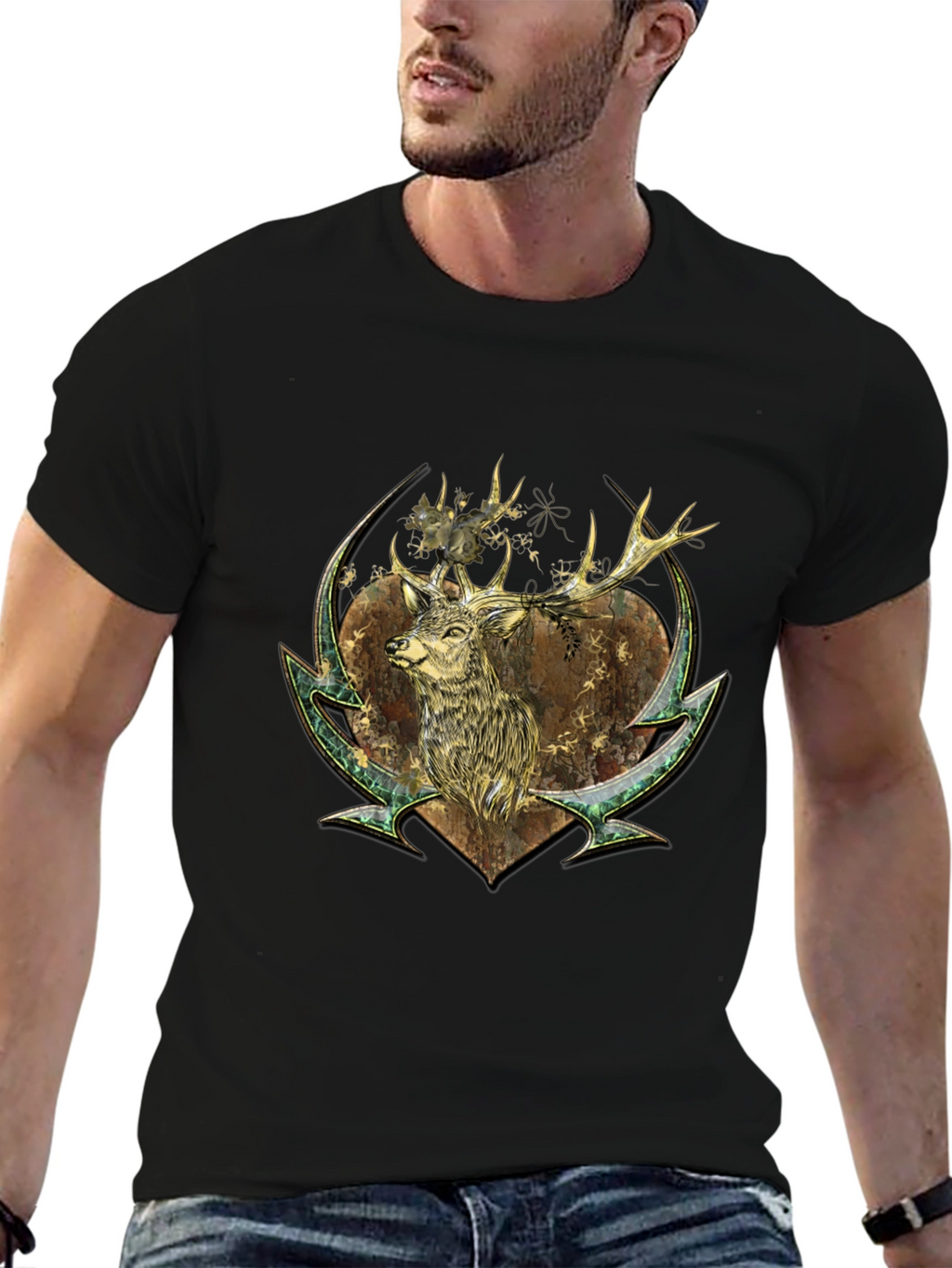 Deer Graphic Print Tee - Nature Inspired Style