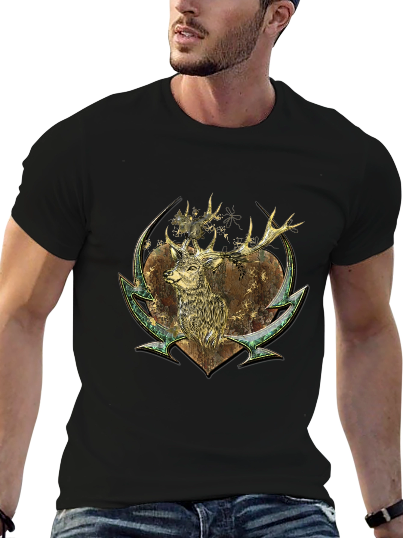 Deer Graphic Print Tee - Nature Inspired Style