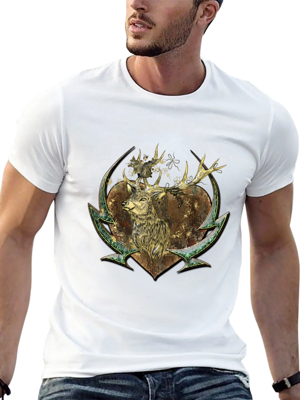 Deer Graphic Print Tee - Nature Inspired Style