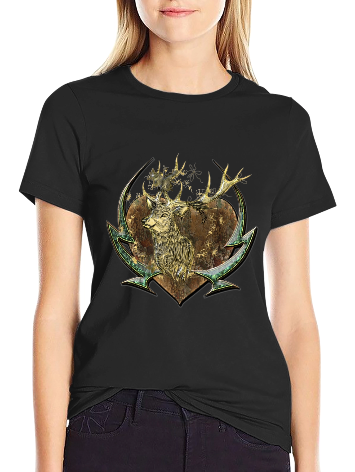 Deer Graphic Print Tee - Nature Inspired Style
