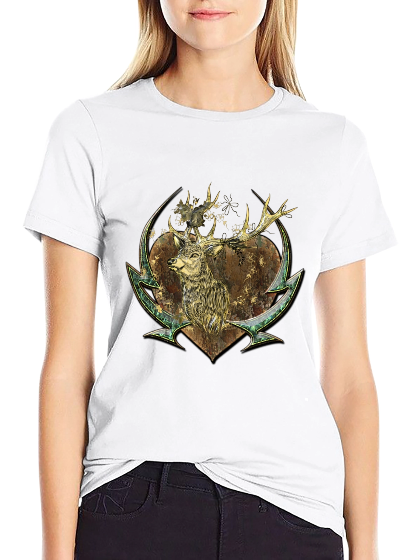 Deer Graphic Print Tee - Nature Inspired Style