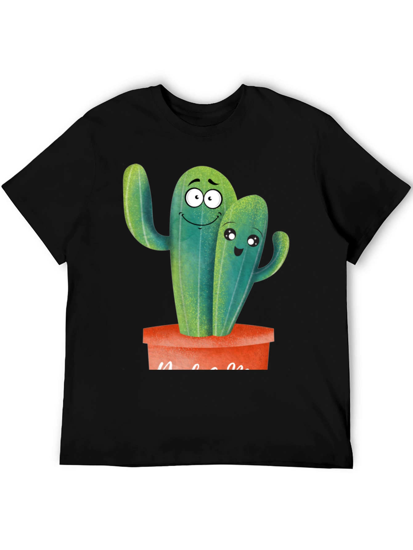 Cute Cactus Couple Black T-Shirt