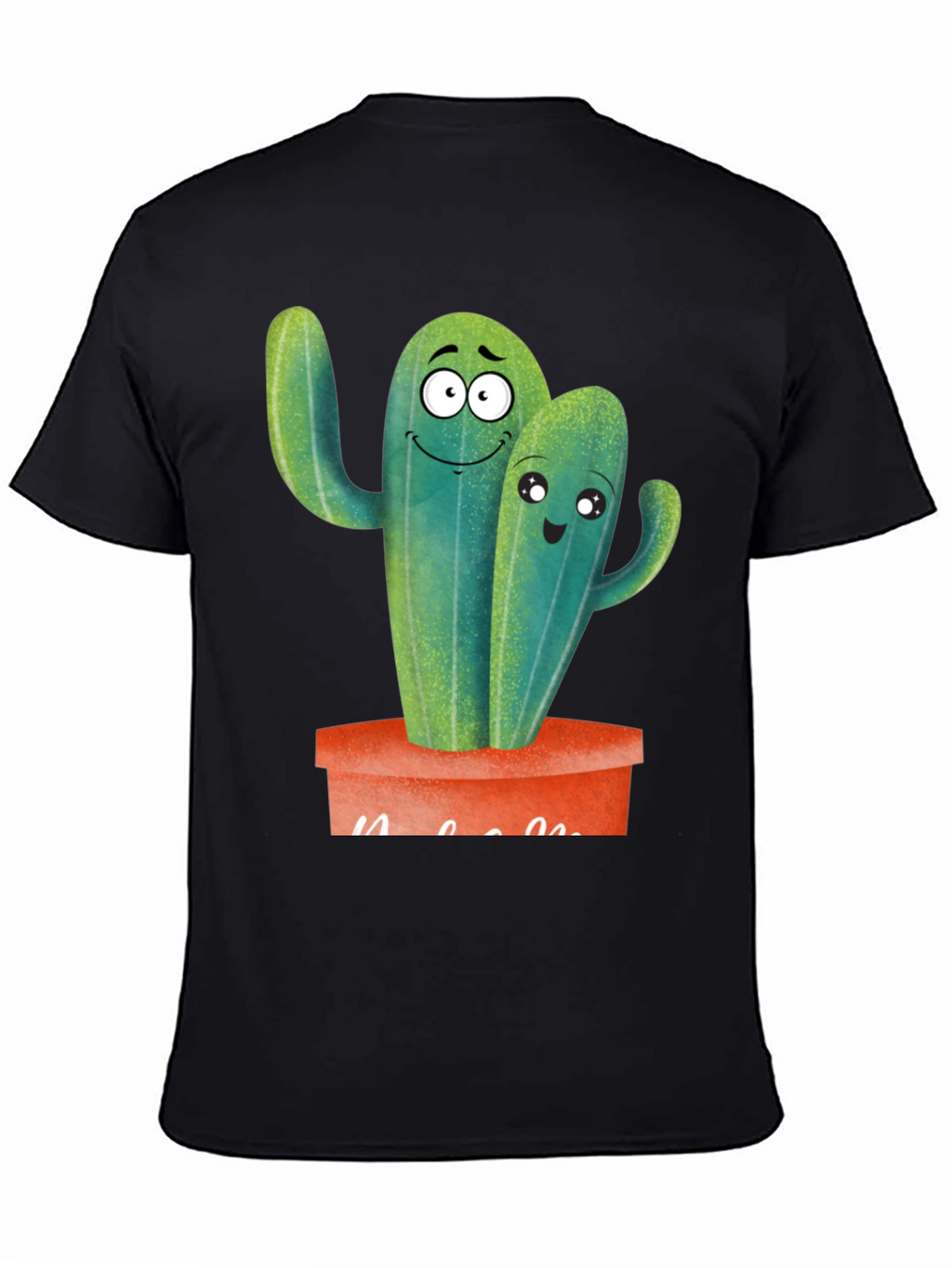 Cute Cactus Couple Black T-Shirt