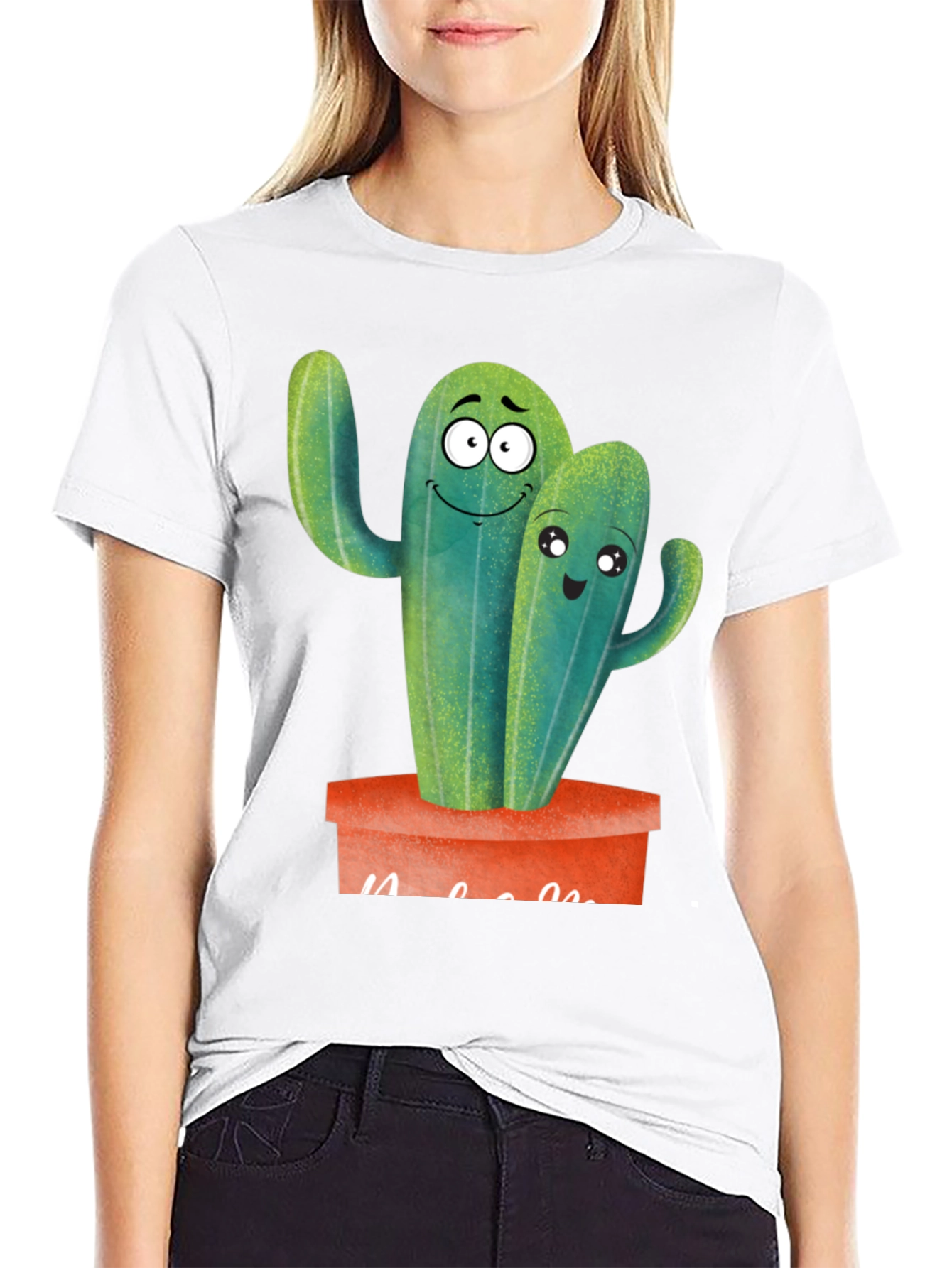 Cute Cactus Couple Black T-Shirt