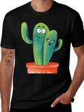 Cute Cactus Couple Black T-Shirt