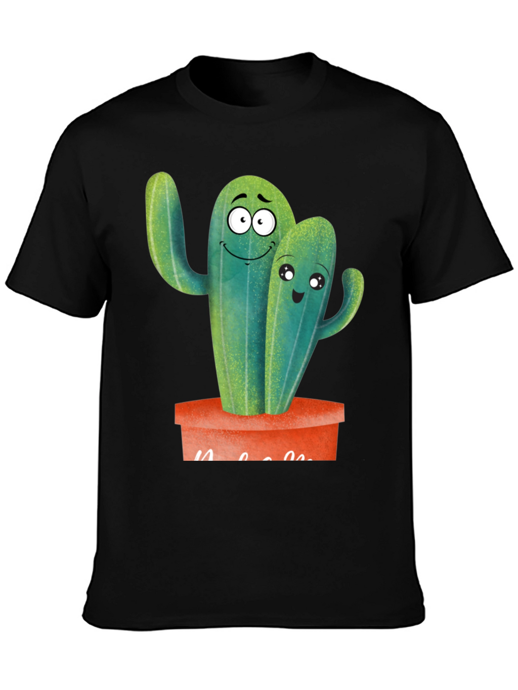 Cute Cactus Couple Black T-Shirt