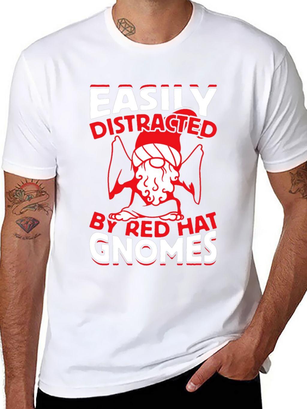 Easily Distracted By Red Hat Gnomes T-Shirt