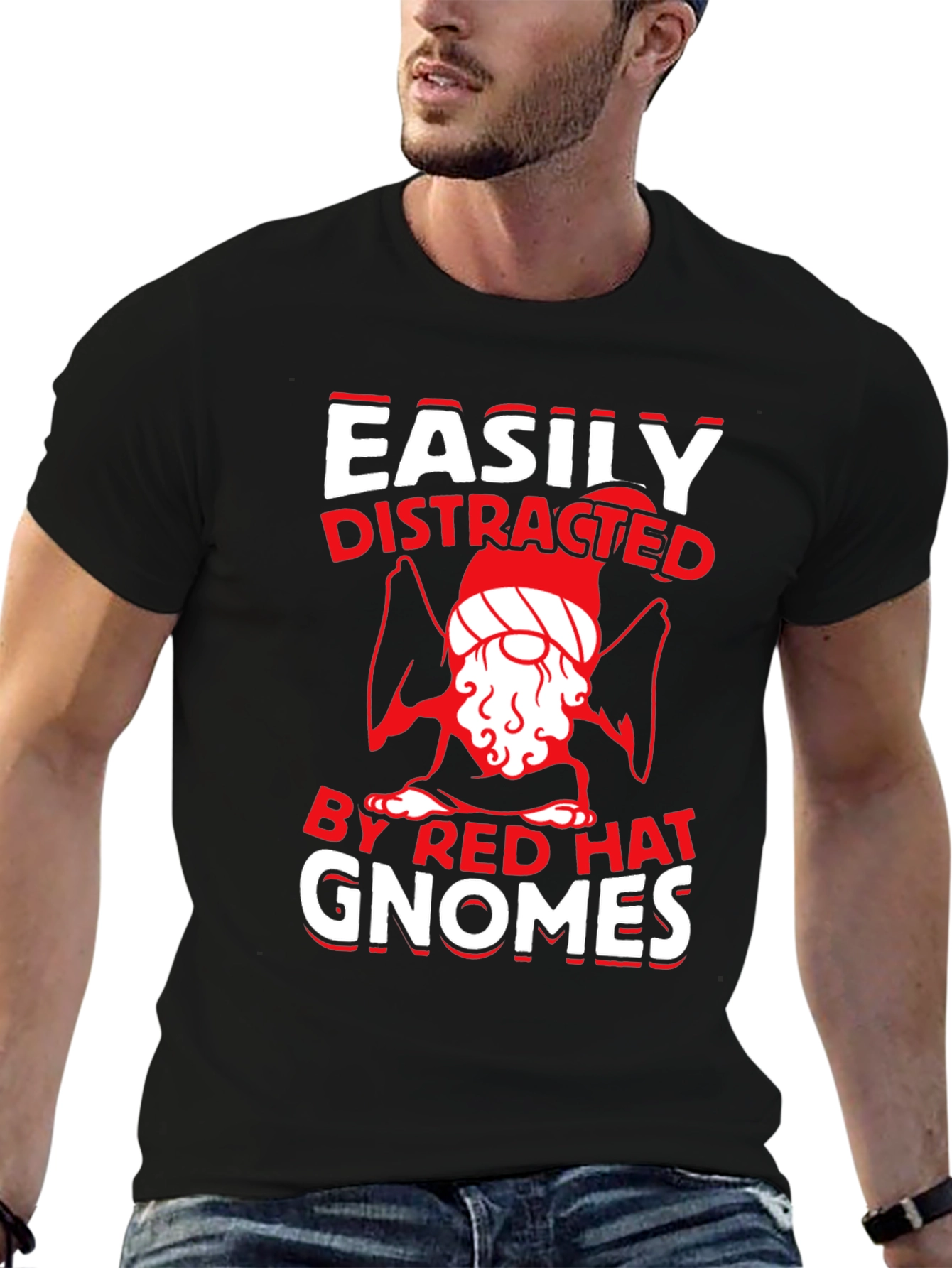 Easily Distracted By Red Hat Gnomes T-Shirt