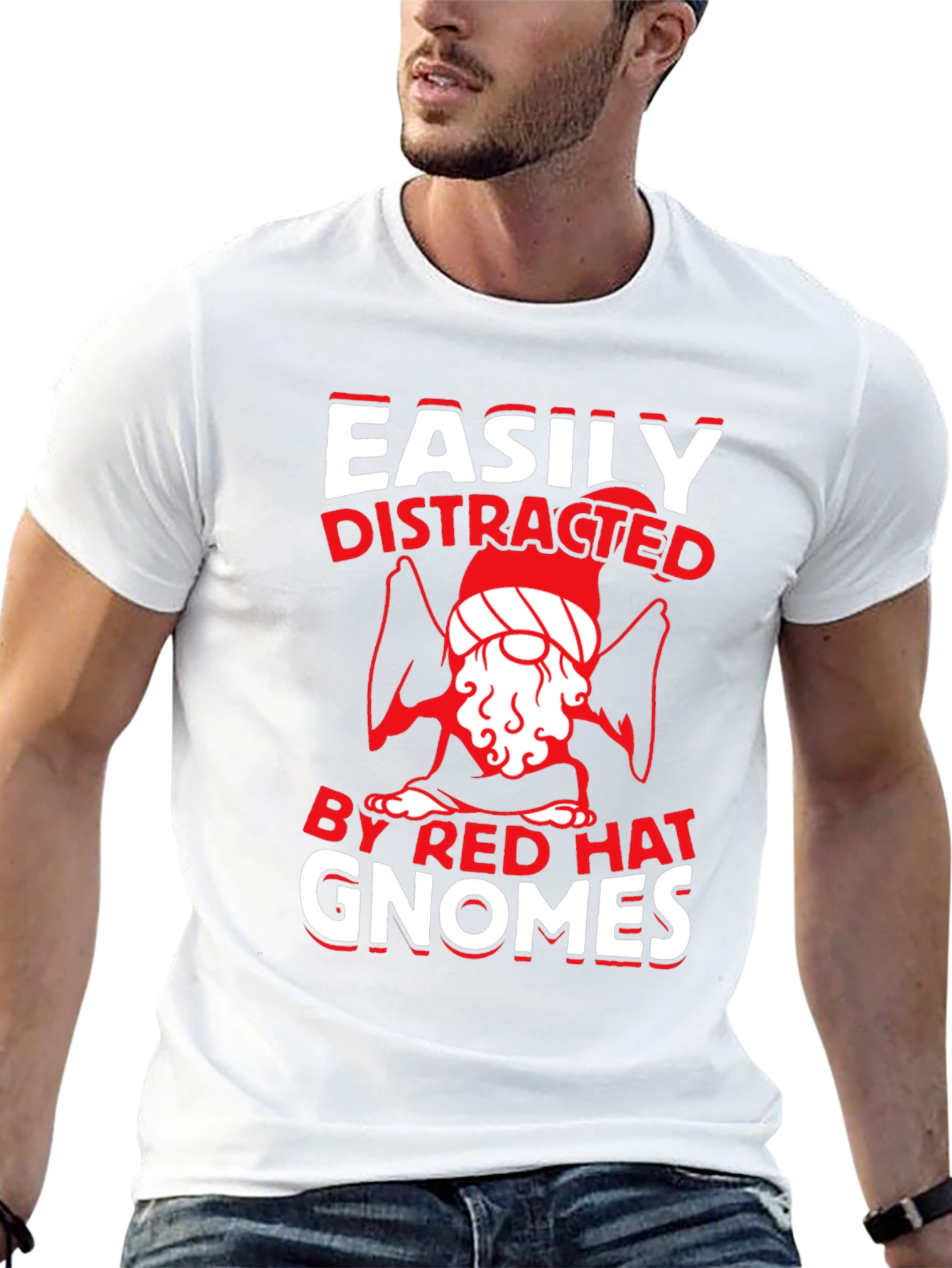 Easily Distracted By Red Hat Gnomes T-Shirt