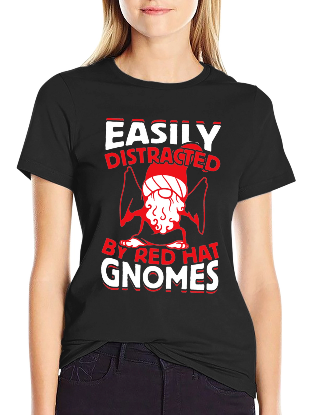 Easily Distracted By Red Hat Gnomes T-Shirt