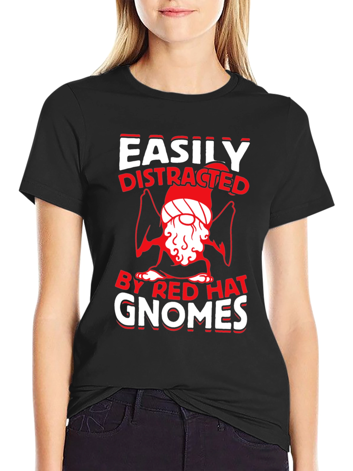 Easily Distracted By Red Hat Gnomes T-Shirt
