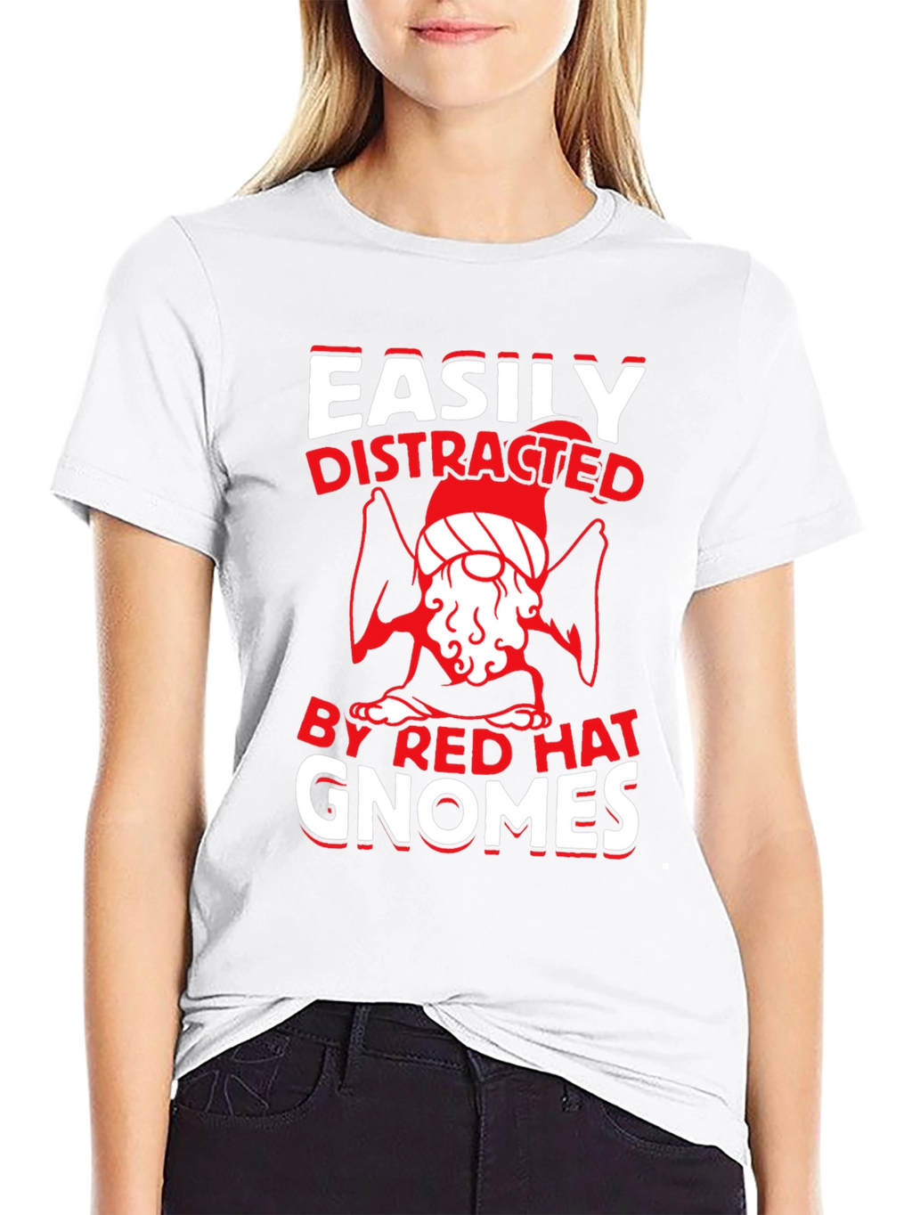 Easily Distracted By Red Hat Gnomes T-Shirt
