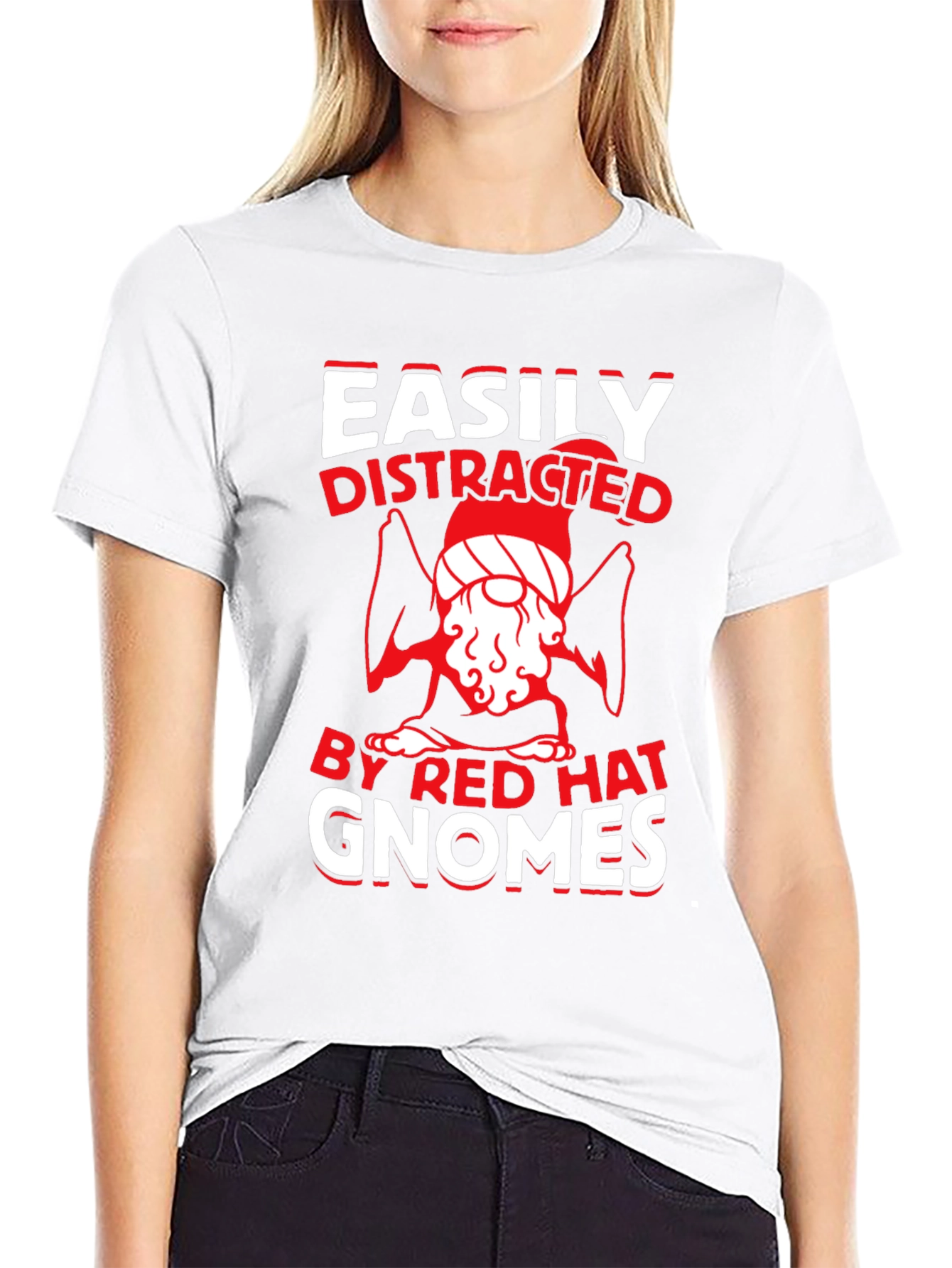Easily Distracted By Red Hat Gnomes T-Shirt