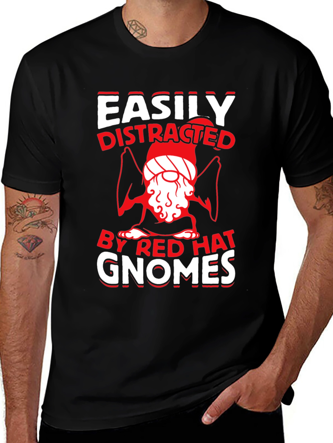 Easily Distracted By Red Hat Gnomes T-Shirt