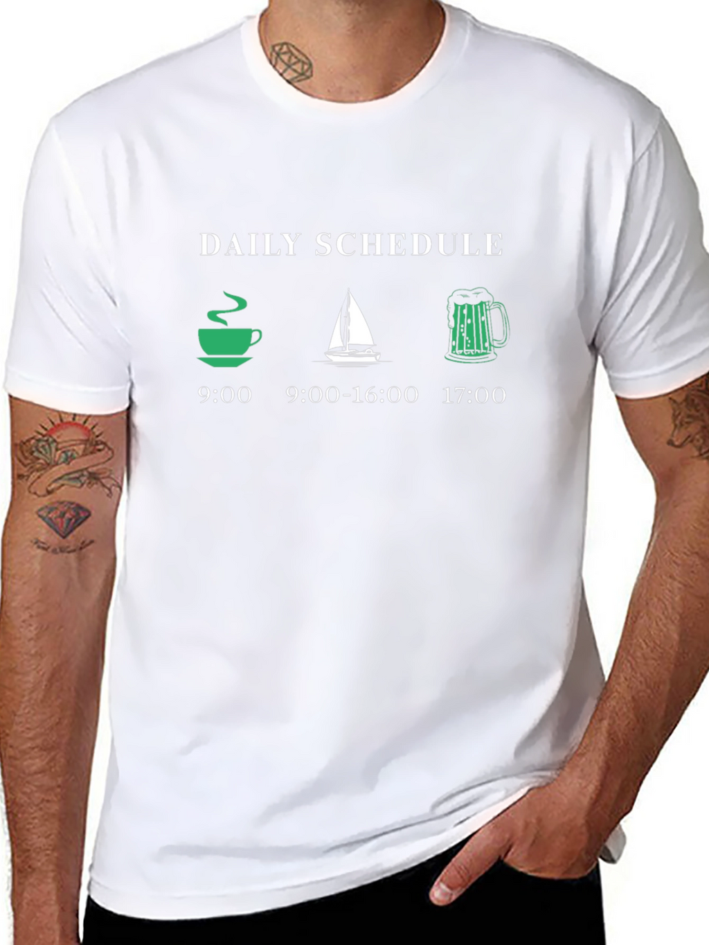 Daily Schedule T-Shirt: Coffee Sailing Beer